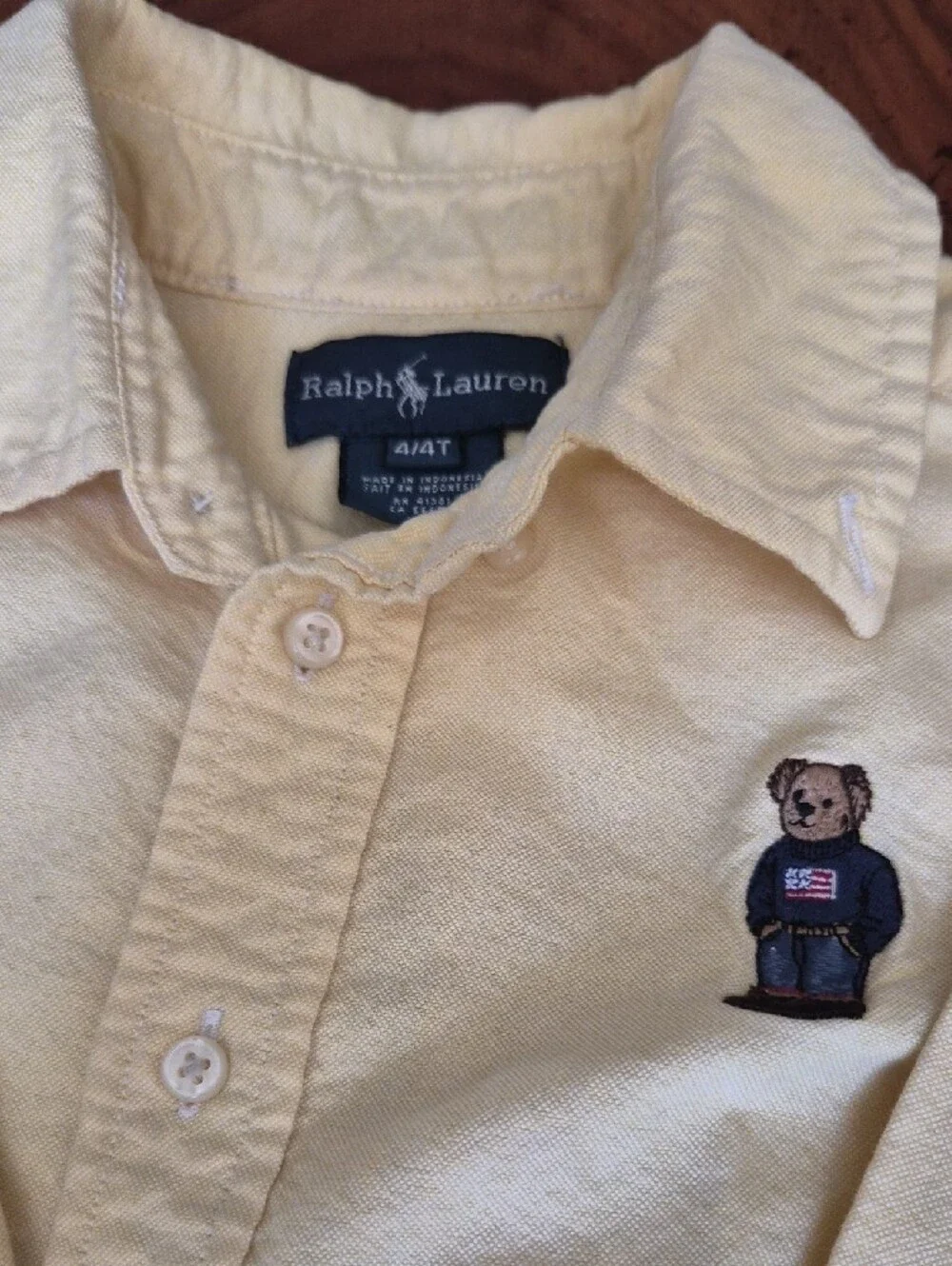 Ralph Lauren Pale Yellow Polo Bear Button-Down Shirt
